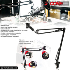 5Core Microphone Boom Arm – Adjustable Desk Mic Stand with Clamp, Black