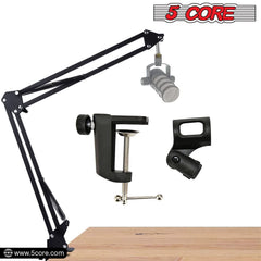 5Core Microphone Boom Arm – Adjustable Desk Mic Stand with Clamp, Black